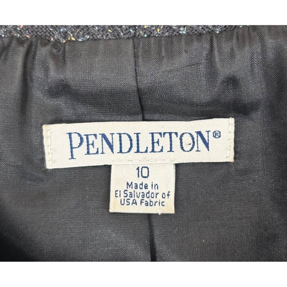 Pendleton Wool Silk Blend Jacket Womens Size‎ 10 Black Tweed Button Front Blazer - Picture 6 of 9